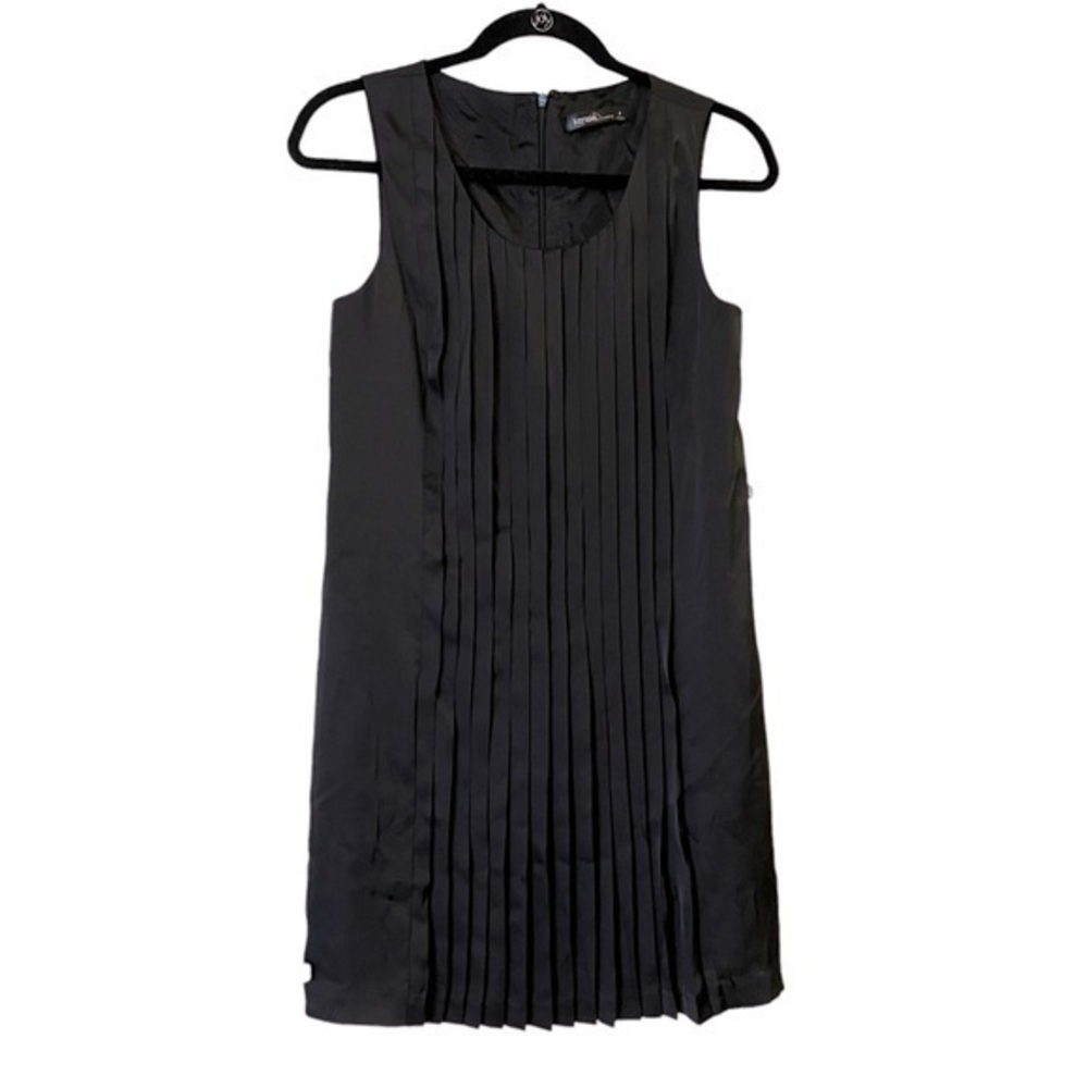 Kensie Knife Pleated Lightweight Black Sleeveless Cocktail Evening Dress LBD